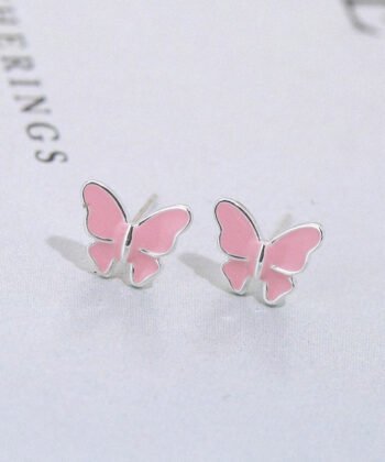 Sterling silver stud earrings literary cute butterfly stud earrings Korean fashion earrings