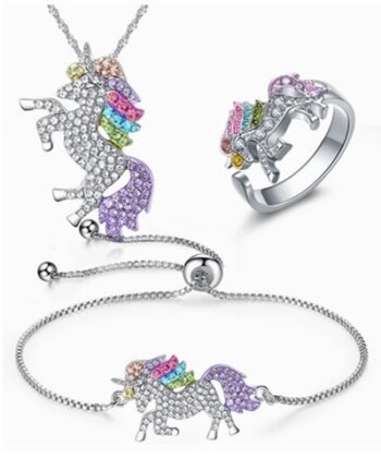Unicorn Necklace Bracelet bridal suit