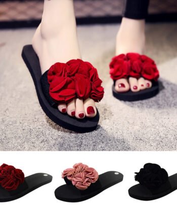 Shoes Woman Bohemian Flower Flat Slippers Summer Sandalias Non-slip Beach Shoes Home Slippers Women
