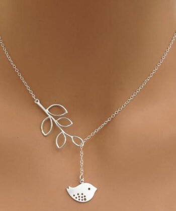 Gold Silver Leaves Bird Cross Infinity Pendant Necklace For Women